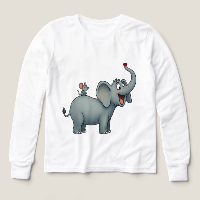 Happy Elephant & Little Mouse - Niedlich Kids T -  (Design Vorderseite)