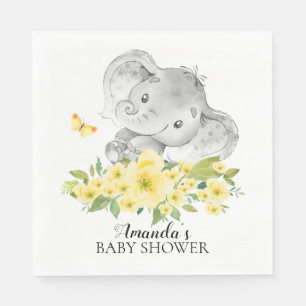 Happy Elephant Neutral Baby Shower Paper Napkins Serviette