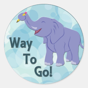 Happy Elephant Runder Aufkleber