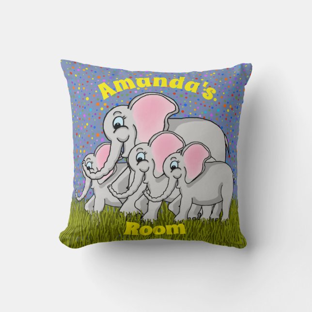 Happy Elephants Square Kissen (Vorderseite)