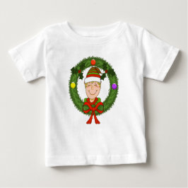 Happy Elf in Wreath Kleinkind Ruffle Dress Baby T-shirt