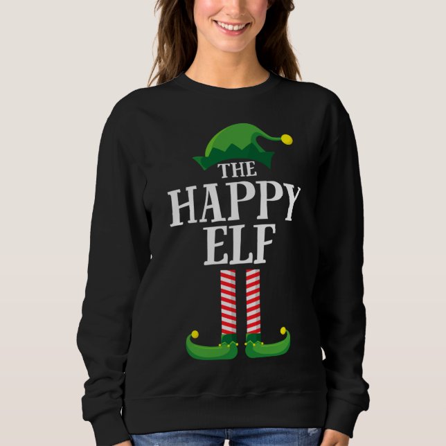Happy Elf Matching Familienweihnachtsfest Party Sweatshirt (Vorderseite)
