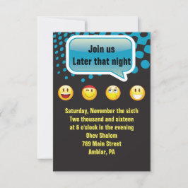 HAPPY EMOJI Bar Bat Mitzvah Party Empfang Card Einladung