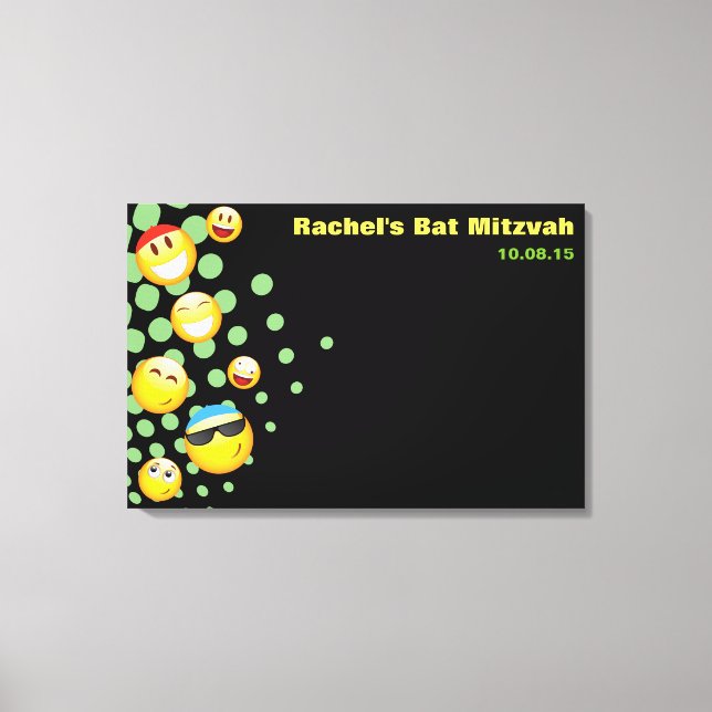 HAPPY EMOJI Bat oder Bar Mitzvah Sign-In Board Leinwanddruck (Vorderseite)