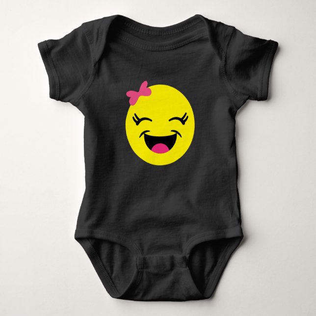 Happy Emoji Girl Baby Strampler (Vorderseite)