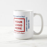 Happy Employee Appreciation Day Business Logo  Kaffeetasse<br><div class="desc">Make your own modern custom business appreciation mug for your staff employees, complete with your business logo, slogan, a few words of appreciation and website address. Upload your logo to replace the image you see now on this mug (an image where you can read the text "Your Logo Here"), and...</div>