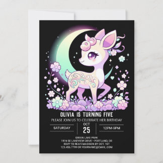 Happy Enchanted Deer Digital Geburtstag Einladung