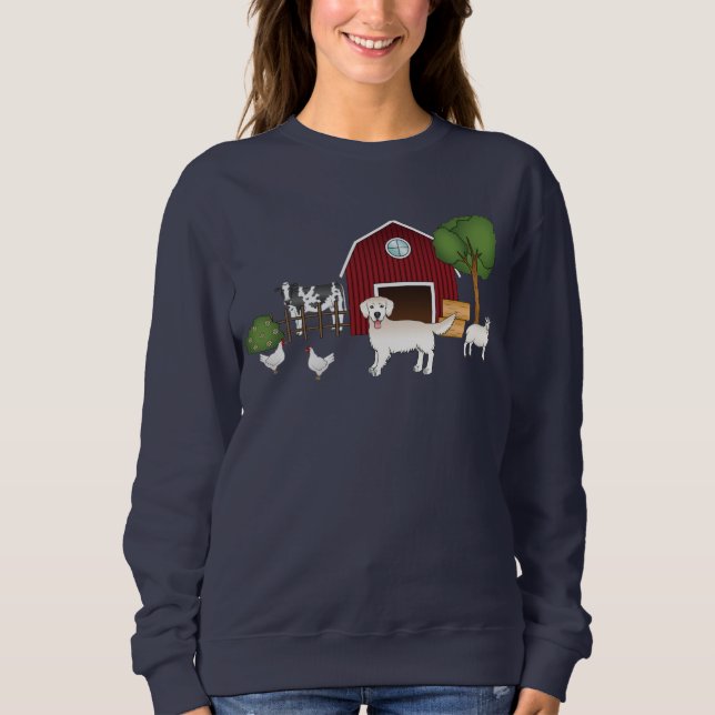 Happy English Cream Golden Retriever auf dem Bauer Sweatshirt (Vorderseite)