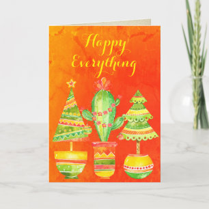 "Happy Everything" farbenfroh, moderne Baumfarbe Feiertagskarte