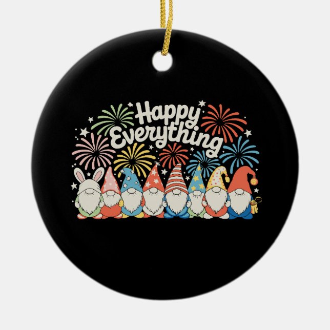 Happy Everything Gnomes All Year Every Holiday Keramik Ornament (Vorne)