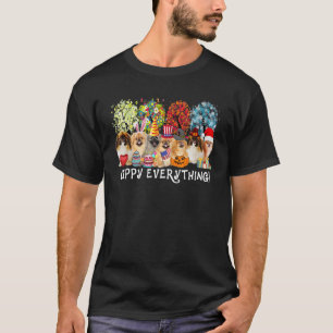 Happy Everything Pekingese Dog Seasons All Year Tr T-Shirt