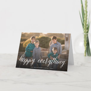 Happy Everything Simple White Script Foto Modern Feiertagskarte