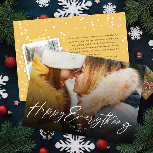 Happy Everything Stylish White Script Foto Modern Feiertagskarte