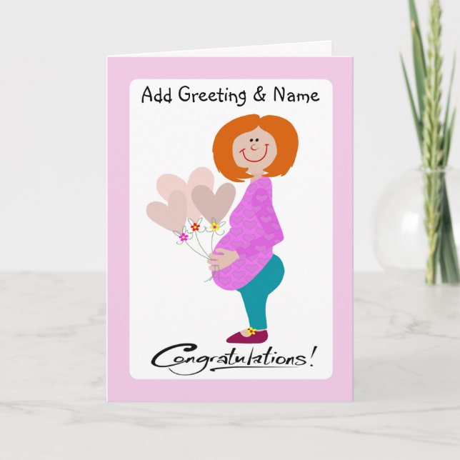 Happy Expectant Mama Holding Balloons Card Karte (Vorderseite)