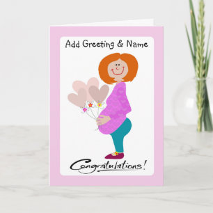 Happy Expectant Mama Holding Balloons Card Karte