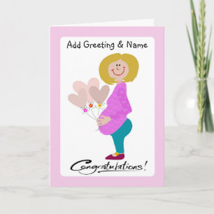 Happy Expectant Mama Holding Balloons Card Karte
