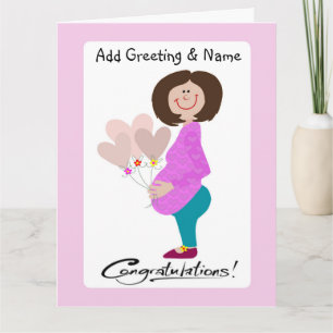 Happy Expectant Mama Holding Balloons Card Karte