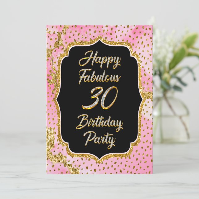 Happy Fabulous 30. Geburtstag Party Einladung (Stehend Vorderseite)