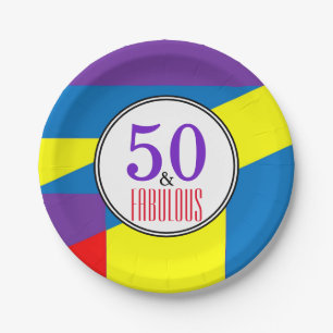 Happy Fabulous Geburtstagsparty Streifenmuster Pappteller