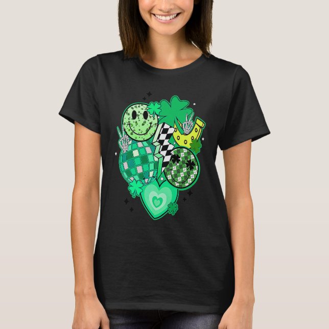 Happy Face And Disco Ball Lucky Shamrock C Patrick T-Shirt (Vorderseite)