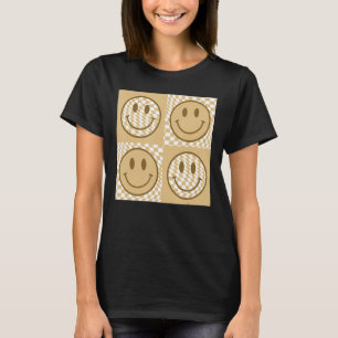 Happy Face Checkered Pattern Smile Face Meme T-Shirt