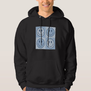 Happy Face Checkered Pattern Smile Face Meme Trend Hoodie