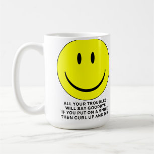 Happy Face Curl Up und Die Funny Mug Kaffeetasse