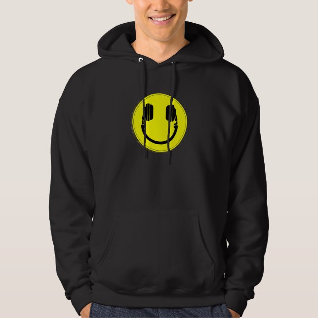 Happy Face DJ Kopfhörer-Musik Hoodie (Vorderseite)