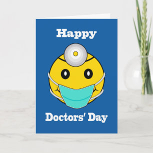 Happy Face Doctors Day, Happy Face with Mask Karte