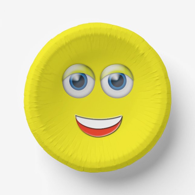 Happy Face Emoji Pappteller (Vorderseite)