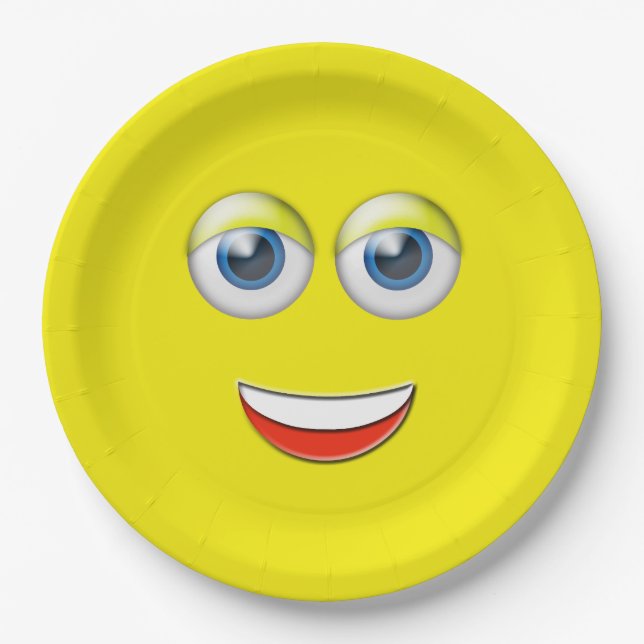 Happy Face Emoji Pappteller (Vorderseite)
