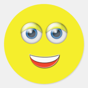 Happy Face Emoji Runder Aufkleber