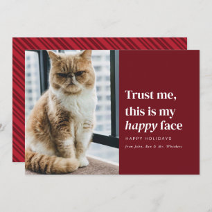 Happy Face Funny Pet Foto Weihnachtskarte Feiertagskarte