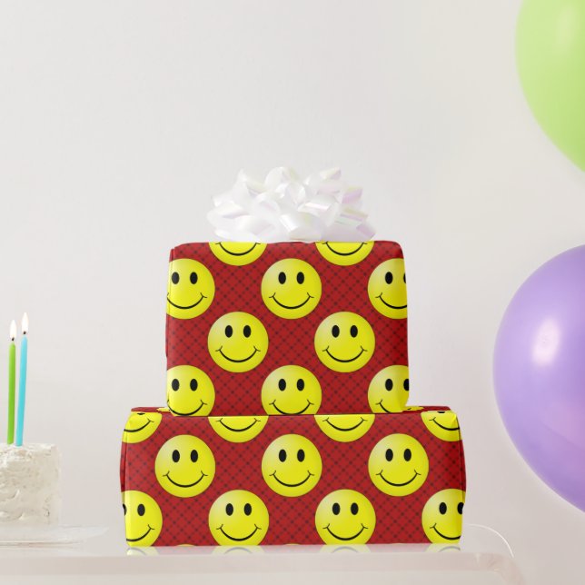 Happy Face Graphic Pattern Geschenkpapier (Partygeschenke)