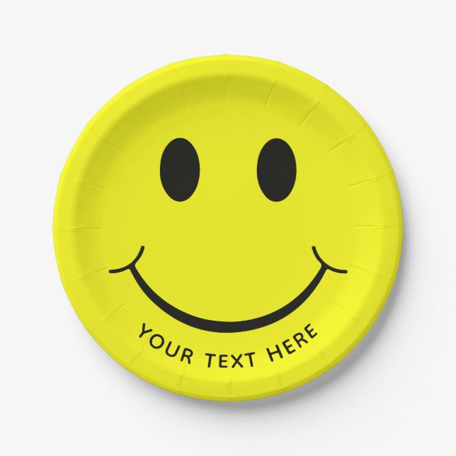 Happy-Face-Graphics personalize| Gelb Pappteller (Vorderseite)