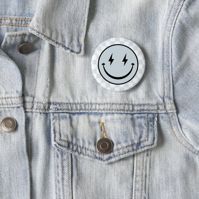 Happy Face Groovy Blue Boy Birthday Button (Beispiel)