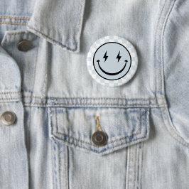 Happy Face Groovy Blue Boy Birthday Button