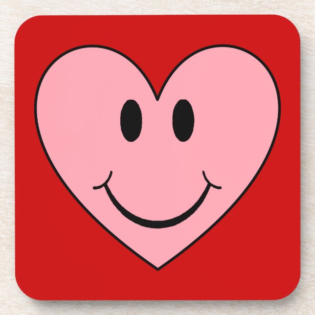 Happy Face Heart Untersetzer (Vorderseite)
