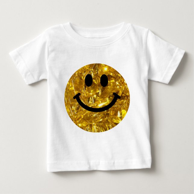 Happy Face Imitate Funkelnd Gold Bling - Matte Fun Baby T-shirt (Vorderseite)