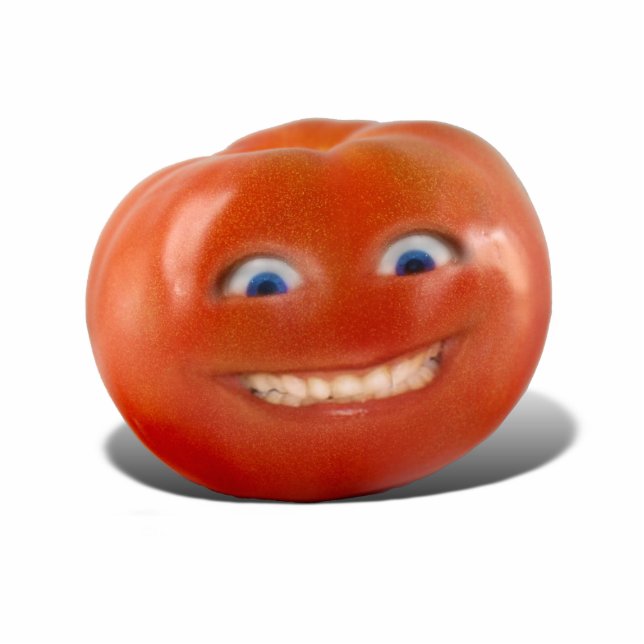 Happy Face lächelnd Tomato Freistehende Fotoskulptur (Vorne)