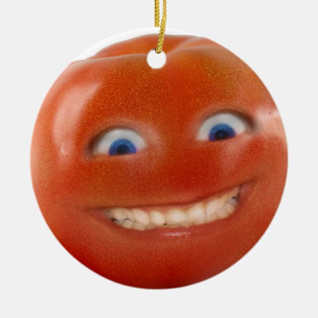 Happy Face lächelnd Tomato Keramikornament (Vorne)