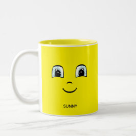 Happy Face mit Personalisiertem Text und Monogramm Zweifarbige Tasse