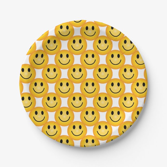 Happy Face Paper Plates Emoji Smiley Faces Plates Pappteller (Vorderseite)