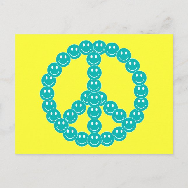 Happy Face Peace Postkarte (Vorderseite)