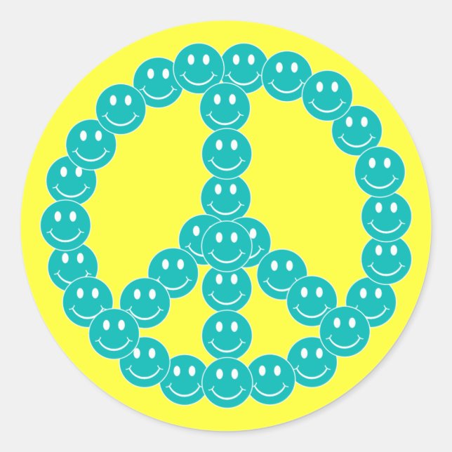Happy Face Peace Runder Aufkleber (Vorderseite)