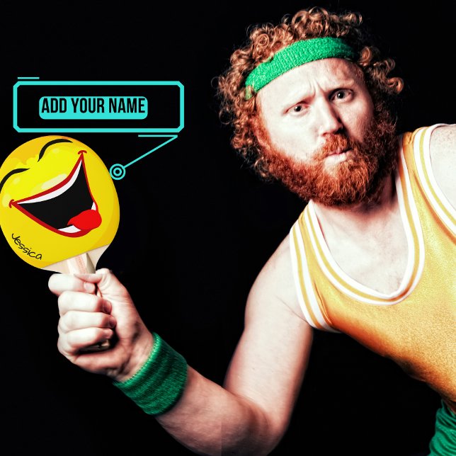 Happy Face Ping Pong Paddle (Female) Tischtennis Schläger (Add a dose of pure joy to your game with this set of paddles that can be personalized.)
