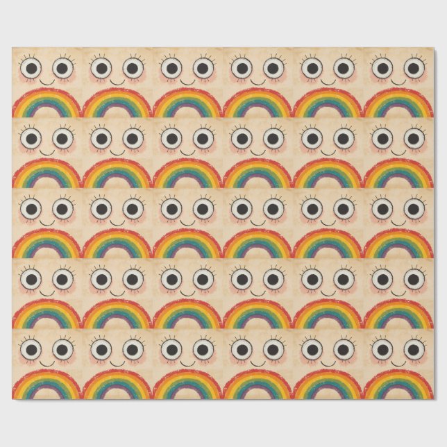 HAPPY FACE RAINBOW GESCHENKPAPIER (Flach)