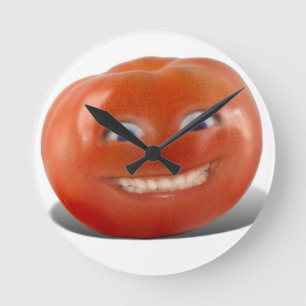 Happy Face Smiling Tomato Runde Wanduhr