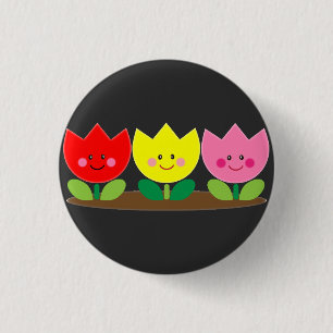 Happy Face Tulip Blume Gartenkunst Button