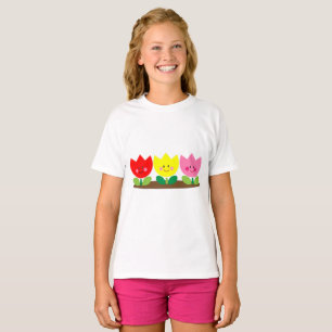 Happy Face Tulip Blume Gartenkunst T-Shirt